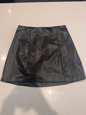 Abercrombie & Fitch Black Faux Leather Mini Skort